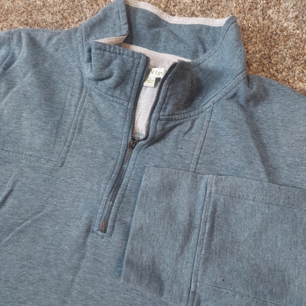 Orvis Mens XL Quarter Zip Pullover Blue Heather Long Sleeve Sweatshirt‎ RN70534